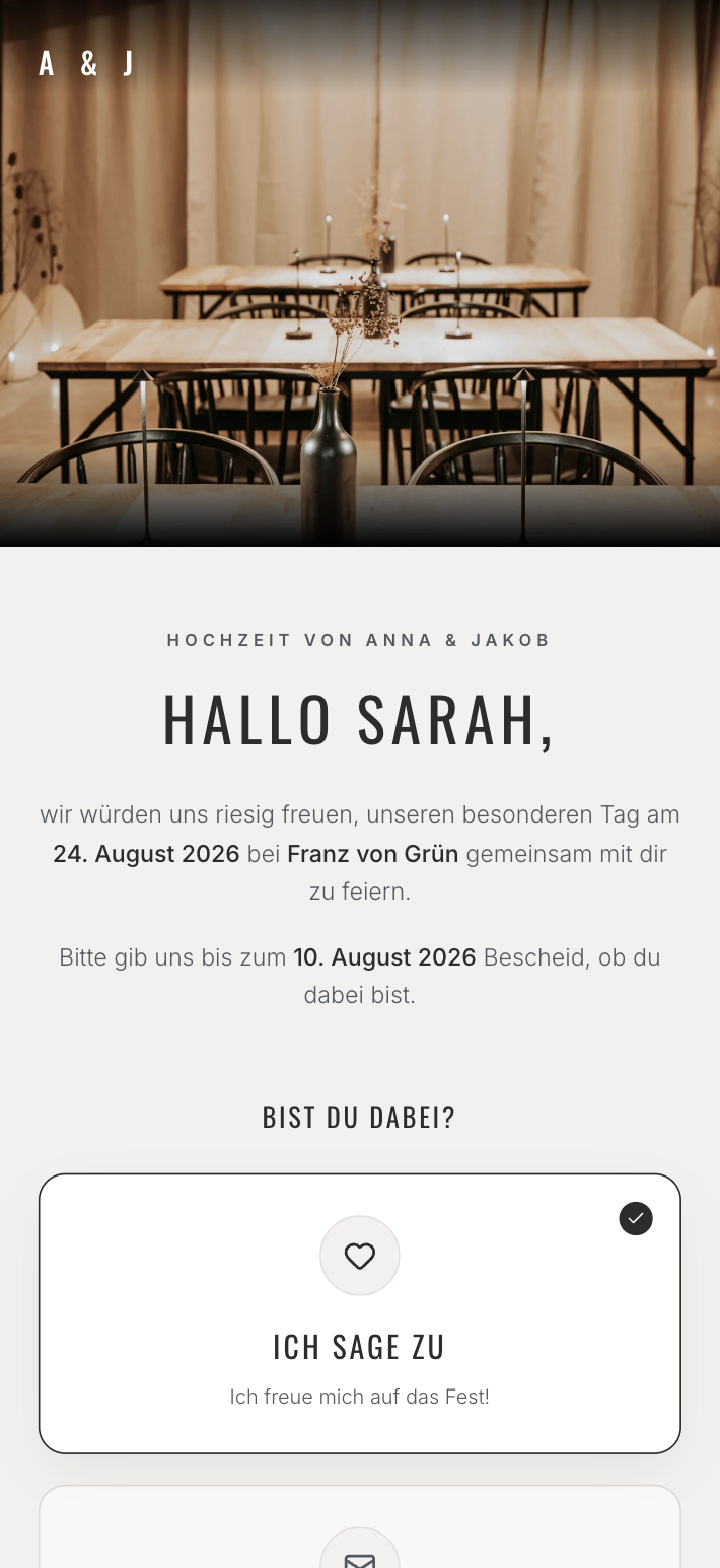 Hochzeiten RSVP Screenshot